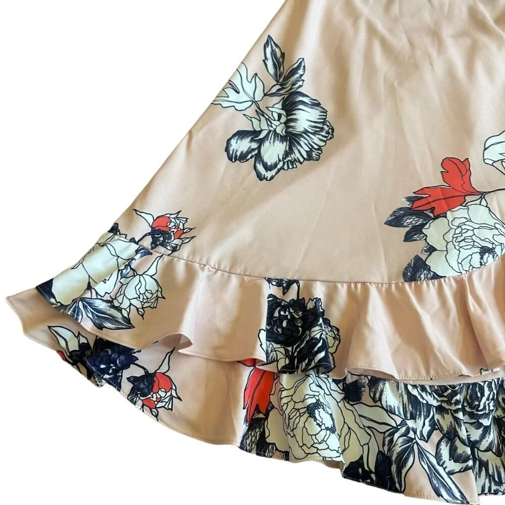 Morrisday The Label Floral Halter Dress Ruffle Low Back Size Medium Women's - Picture 5 of 13